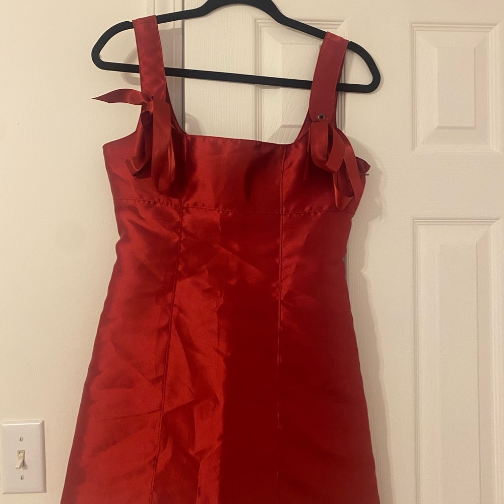 Dolls Kill Red Satin Bow Mini Dress